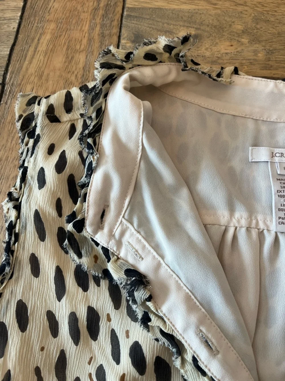 J. Crew Sleeveless Black & Cream Dot Print Silk Blouse - Lightweight Women's Top - Picture 10 of 11